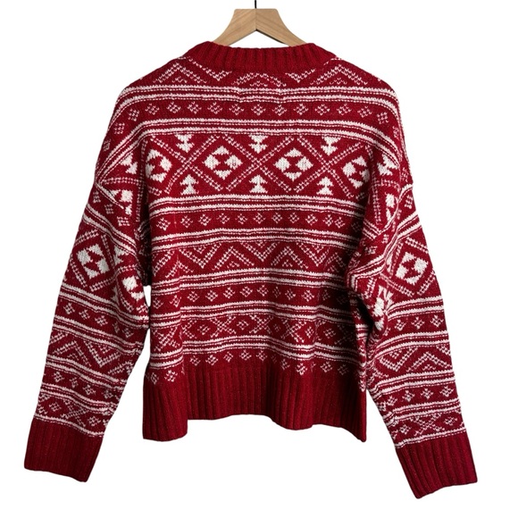 American Eagle Fair Isle Sweater Crew Neck  Red & White Knit Bonus dog sweater - Picture 9 of 13